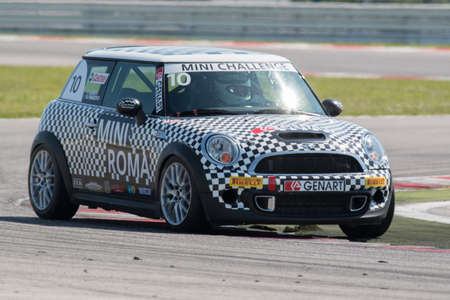 MISANO ADRIATICO, Rimini, ITALY - May 10:  A Mini Cooper S Sv31 
driven By FRANZOSO Nicola (ITA),  the Mini Challenge on May 10, 2014 in Misano Adriatico, Rimini, Italy.のeditorial素材