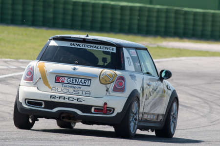 MISANO ADRIATICO, Rimini, ITALY - May 10:  A Mini Cooper S Sv31 
driven By Garelli Stefano (ITA),  the Mini Challenge on May 10, 2014 in Misano Adriatico, Rimini, Italy.のeditorial素材