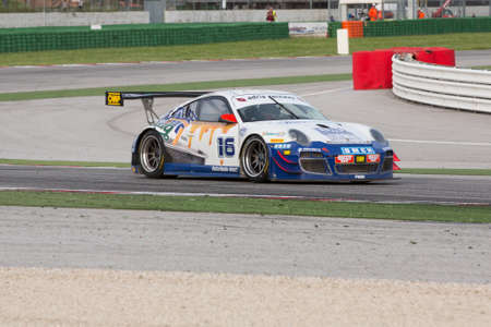 MISANO ADRIATICO, Rimini, ITALY - May 10   A PORSCHE 997 GT3 of AUTORLANDO team, driven By BABINI Fabio  ITA  and BIANCO Riccardo  ITA ,  the C I  Gran Turismo car racing on May 10, 2014 in Misano Adriatico, Rimini, Italy のeditorial素材