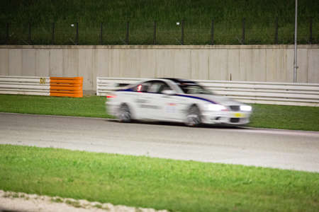 MISANO ADRIATICO, Rimini, ITALY - May 10:  A BMW M3 GT4, driven By GRAMMATICO AndrÃ¨ (FRA),  the GT4 European Series car racing on May 10, 2014 in Misano Adriatico, Rimini, Italy.のeditorial素材