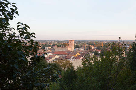 defensive wall, castle of Marostica, Italyのeditorial素材