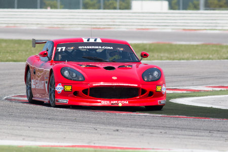MISANO ADRIATICO, Rimini, ITALY - May 10:  A Ginetta G50 PRO of Nova Race team, driven By GENTILI Roberto (ITA), the GT4 European Series car racing on May 10, 2014 in Misano Adriatico, Rimini, Italy.のeditorial素材