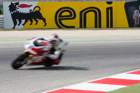 MISANO ADRIATICO, ITALY - JUNE 21: EBR 1190 RX of Team Hero EBR, driven by MAY Geoff in action during the Superbike Free Practice 3th Session during the FIM Superbike World Championship - Race at Misano World Circuit on June 21, 2014 in Misano Adriatico, のeditorial素材