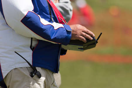 VAL DI FASSA â COL DEL CUC, ITALY - JULY 28: Radio controlled model airplane in a Euromeeting Fly, July 28, 2013 in Val Di Fassa, Pordoi, Col del Cuc, Italyのeditorial素材