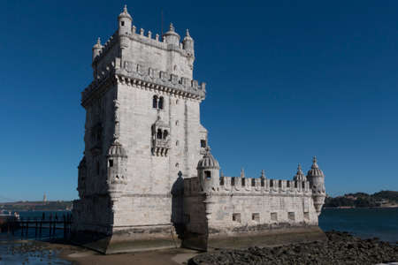 View of the beautiful monument Tower of Belem, located on Lisbon, Portugalのeditorial素材
