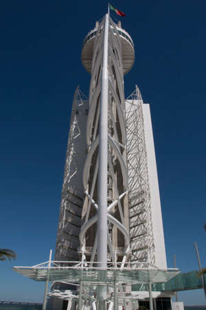 Lisbon, Portugal - August 07, 2014: Vasco da Gama Tower, the new Myriad Hotel and the Vasco da Gama Bridge in the Park of Nations (Parque das Nacoes)のeditorial素材