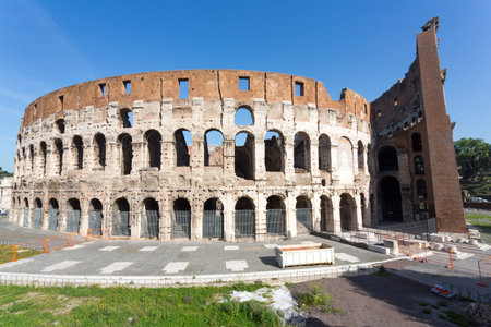 Exterior view of the Colosseum in Rome, Italy.
