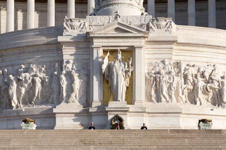 ROME, ITALY - APRIL 28, 2014: The Altare della Patria also known as the Monumento Nazionale a Vittorio Emanuele II is a controversial monument built in honour of Victor Emmanuel.のeditorial素材