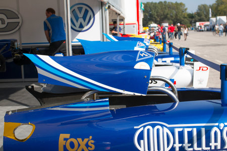 Imola, Italy - October 11, 2014: Dallara F312 - Volkswagen of Carlin Team, driven by Edward Jones...