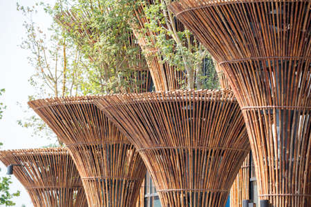 Milan, Italy, 12 August 2015: Detail of the Vietnam pavilion at the exhibition Expo 2015 Italy.のeditorial素材