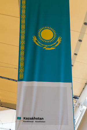 Milan, Italy, 12 August 2015: Detail of the Kazakhstan pavilion at the exhibition Expo 2015 Italy.