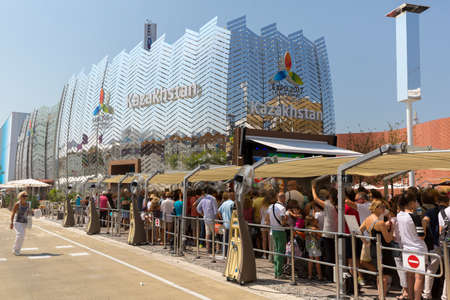Milan, Italy, 12 August 2015: Detail of the Kazakhstan pavilion at the exhibition Expo 2015 Italy.のeditorial素材