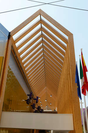 Milan, Italy, 12 August 2015: Detail of the Spain pavilion at the exhibition Expo 2015 Italy.のeditorial素材