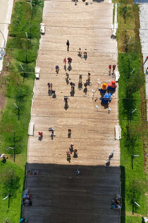 Milan, Italy, 12 August 2015: Detail of the Russian Federation pavilion at the exhibition Expo 2015 Italy.のeditorial素材