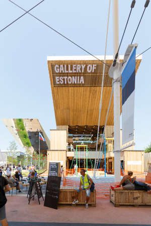 Milan, Italy, 12 August 2015: Detail of the Estonia pavilion at the exhibition Expo 2015 Italy.のeditorial素材