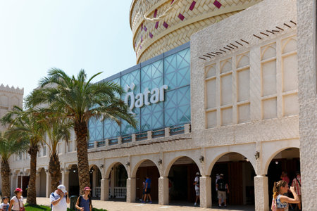 Milan, Italy, 12 August 2015: Detail of the Qatar pavilion at the exhibition Expo 2015 Italy.