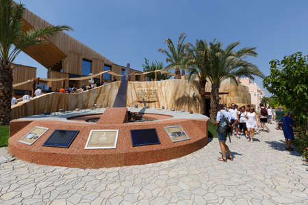 Milan, Italy, 12 August 2015: Detail of the Oman pavilion at the exhibition Expo 2015 Italy.のeditorial素材