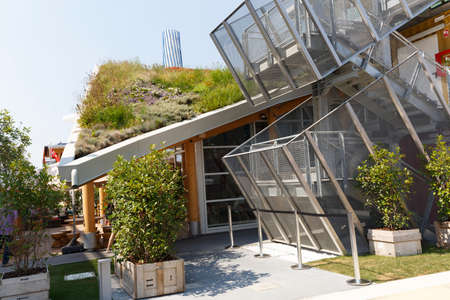 Milan, Italy, 12 August 2015: Detail of the Monaco pavilion at the exhibition Expo 2015 Italy.のeditorial素材