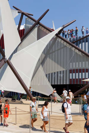 Milan, Italy, 12 August 2015: Detail of the Kuwait pavilion at the exhibition Expo 2015 Italy.のeditorial素材