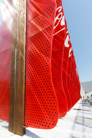 Milan, Italy, 12 August 2015: Detail of the Coca Cola pavilion at the exhibition Expo 2015 Italy.のeditorial素材