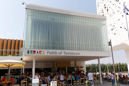 Milan, Italy, 12 August 2015: Detail of the Israel pavilion at the exhibition Expo 2015 Italy.