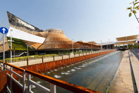 Milan, Italy, 12 August 2015: Detail of the Thailand pavilion at the exhibition Expo 2015 Italy.のeditorial素材