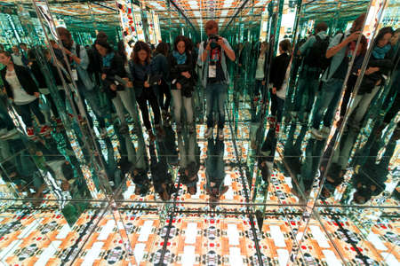 Milan, Italy, 13 September 2015: Mirror effects at Italian Pavilion  "Palazzo Italia" at the exhibition Milan Expo 2015のeditorial素材