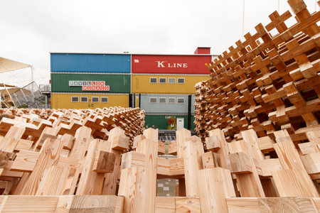 Milan, Italy, 13 September 2015: Japan pavillion of EXPO 2015, in Milan.のeditorial素材