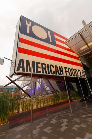 Milan, Italy, 13 September 2015: Detail of the United States of America pavilion at the exhibition Expo 2015 Italy.のeditorial素材