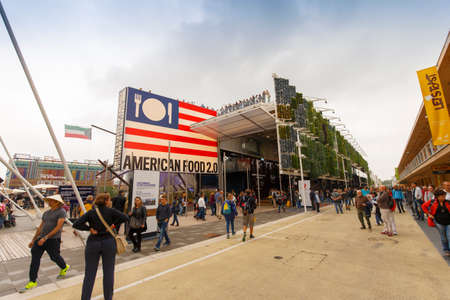 Milan, Italy, 13 September 2015: Detail of the United States of America pavilion at the exhibition Expo 2015 Italy.のeditorial素材