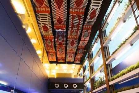 Milan, Italy, 13 September 2015: Detail of the Kuwait pavilion inside at the exhibition Expo 2015...