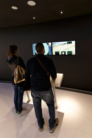 Milan, Italy, 13 September 2015: Detail of the inside Kazakhstan pavilion at the exhibition Expo...