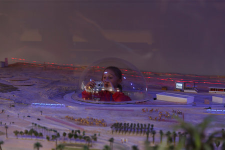 Milan, Italy, 13 September 2015: Detail of the Kuwait pavilion inside at the exhibition Expo 2015...