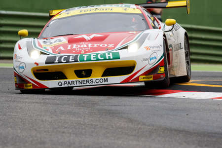 Imola, Italy May 16, 2015: Ferrari F458 GT3 of Italian AF Corse team, driven by Mads Rasmussen - Felipe Barreiros - Francisco Guedes, in action During The European Le Mans Series - 4 Hours of Imola Autodromo Dino Ferrari Enzo on May 16, 2015 in Imola, Itaのeditorial素材