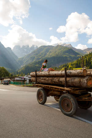 Falcade, Belluno, Italy - September 26, 2015: Se Desmonteghea a great party in Falcade for the livestock returning from the highland pasturesのeditorial素材