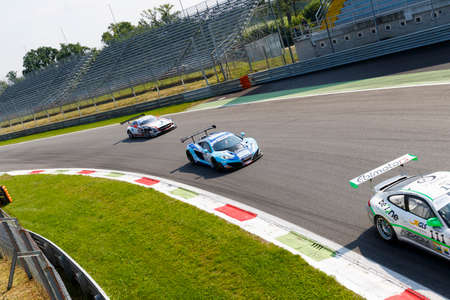Monza, Italy - May 30, 2015: MC LAREN MP4-12C of Racing Studios team, driven  by FRANCIONI Filippo - BIAGI Thomas during the C.I. Franturismo - Race in Autodromo Nazionale di Monza Circuit on May 30, 2015 in Monza, Italy.のeditorial素材