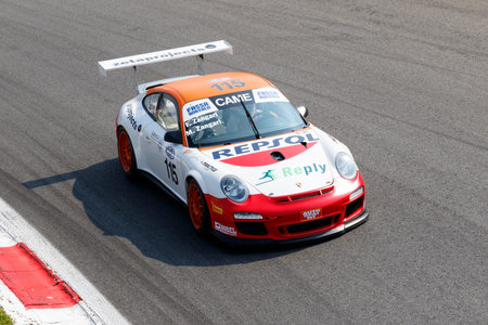 Monza, Italy - May 30, 2015: Porsche 997 cup of Ghinzani Arco Moto team, driven  by ZANGARI Matteo -...