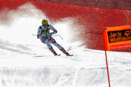 Val Gardena, Italy 19 December 2015. Franz Max (Aut) competing in the Audi Fis Alpine Skiing World Cup Men's Downhill Race on the Saslong Course in the dolomite mountain range.のeditorial素材
