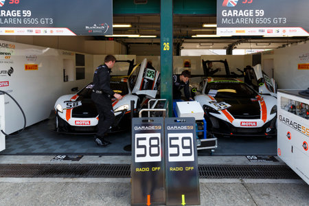 Misano Adriatico, Italy - April 10, 2016: McLaren 650 S GT3 of Garage 59 Team, driven by Rob Bell...