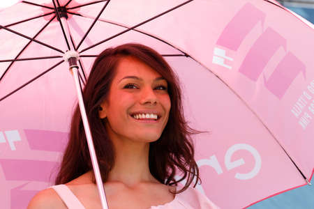 Farra d'Alpago lake Santa Croce, Italy â May 21, 2016: the start of the 99th Tour of Italy 2016 from Farra d'Alpago to Corvara.のeditorial素材