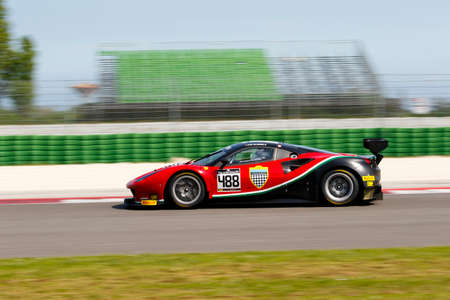 Misano Adriatico, Italy - April 10, 2016: Ferrari 488 GT3 of AF Corse SRL Team, driven by Patrick Van Glabeke,  the Blancpain GT Sports Club Main Race in Misano World Circuit.のeditorial素材