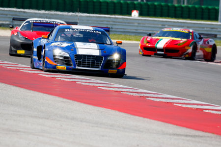Misano Adriatico, Italy - April 10, 2016: Audi R8 LMS Ultra of Sainteloc Racing Team, driven by...