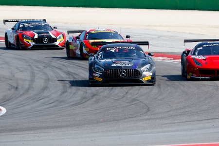 Misano Adriatico, Italy - April 10, 2016: Mercedes AMG GT3 of HTP Motorsport Team, driven by Willem Paulys de Pundert,  the Blancpain GT Sports Club Main Race in Misano World Circuit.のeditorial素材