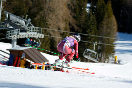 Cortina dâAmpezzo, Italy 23 January 2016. MOWINCKEL Ragnhild(Nor) competing in the Audi Fis Alpine Skiing World Cup Womenâs downhill Race on the Olympia Course in the dolomite mountain range.のeditorial素材
