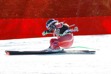 Cortina d'Ampezzo, Italy 24 January 2016. Ragnhild Mowinckel (Nor) competing in the Audi FIS Alpine Skiing World Cup Super G on the Olympia Course in the Dolomite mountain range.のeditorial素材