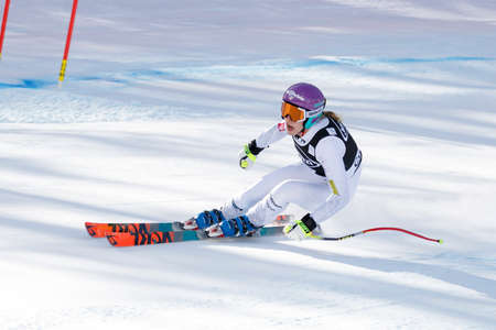 Cortina d'Ampezzo, Italy 24 January 2016. ROSS Laurenne (USA) competing in the Audi FIS Alpine Skiing World Cup Women's Super G on the Olympia Course in the Dolomite mountain range.のeditorial素材