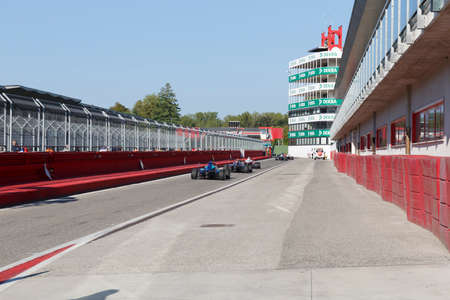 Imola, Italy -  September 25, 2016: Cars prepare to leave the grid at the start during race one at the Autodromo Enzo & Dino Ferrari on  during the Italian F4 Championship Powered by Abarth- Race in Imola, Italy.のeditorial素材