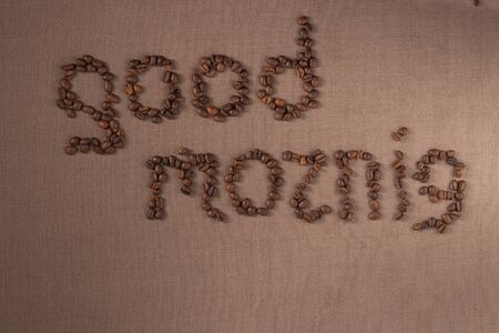 Phrase Good Morning from coffee beansの写真素材