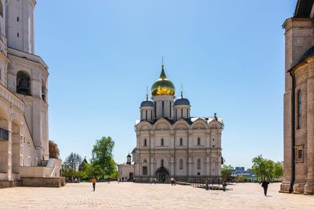Moscow, Russia - May, 11, 2021: The Cathedral of the Archangel in Moscow Kremlin, Russian Orthodox church dedicated to the Archangel Michael. It is located in Cathedral Square of the Moscow Kremlinのeditorial素材