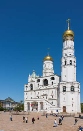Moscow, Russia - May, 11, 2021: Ivan the Great Bell Tower, with Assumption Belfry on the left on a sunny day with blue sky. Moscow Kremlin, Russiaのeditorial素材